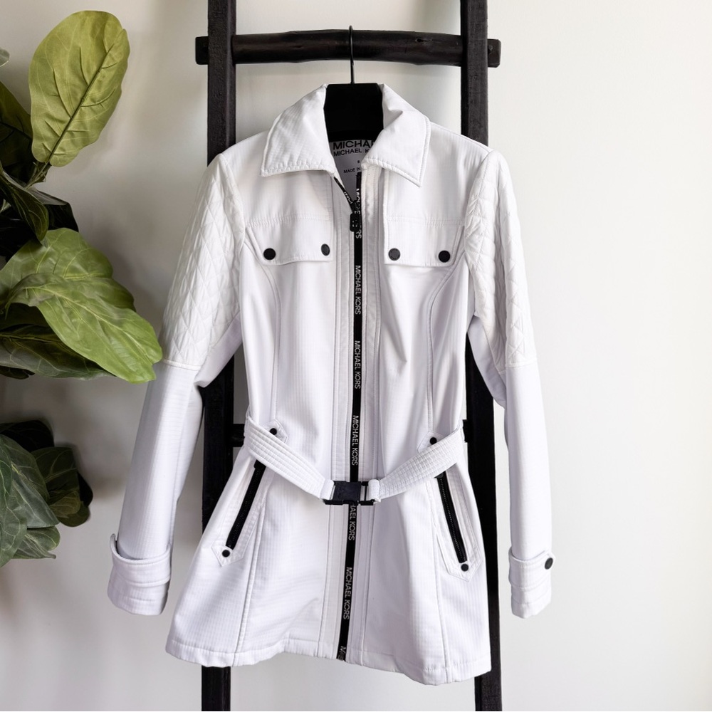 White Women's Michael Kors Jacket with Belt